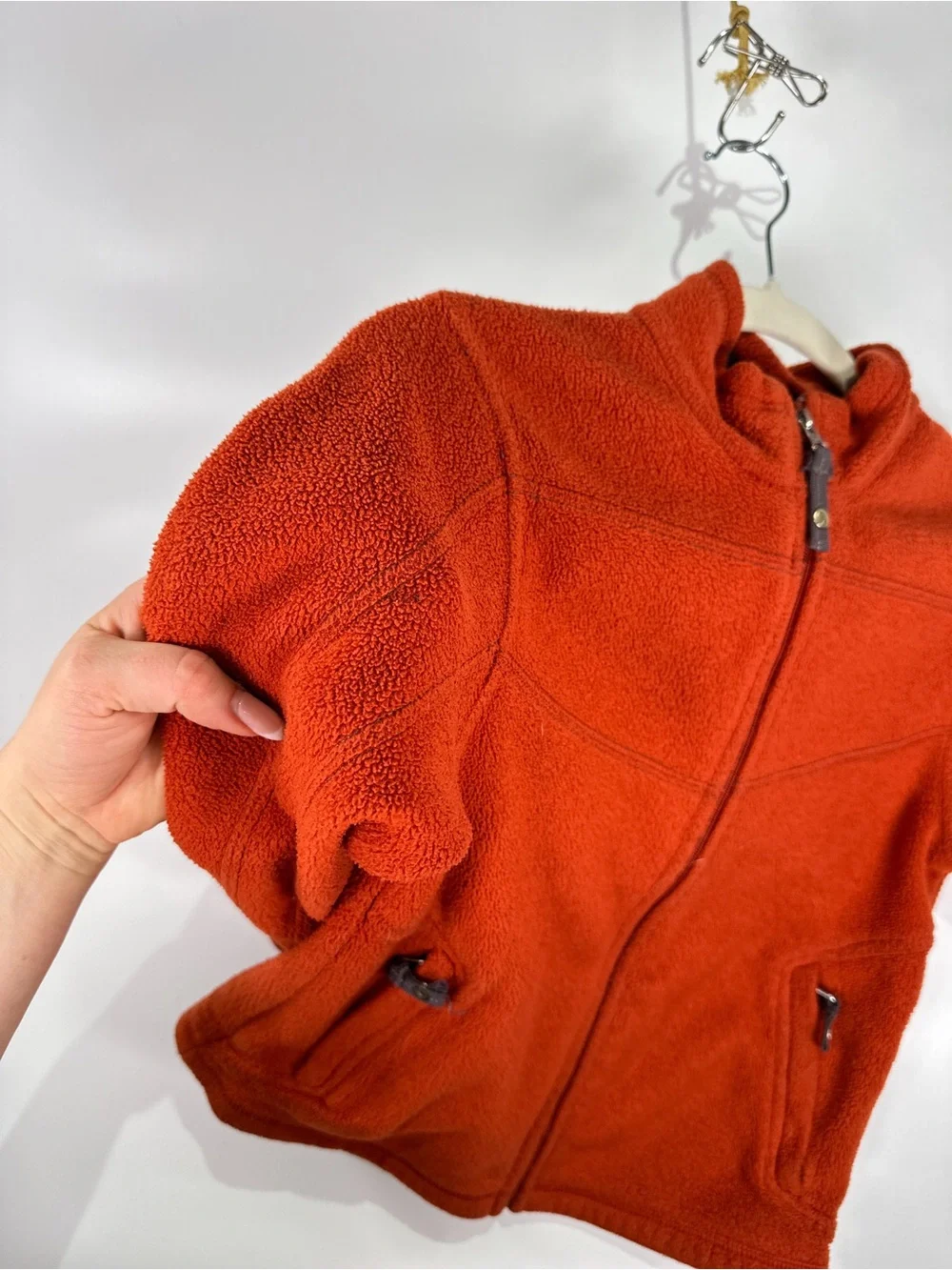 REI Co-op Full Zip Fleece Jacket Mock Neck Rust Orange Size S